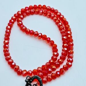 Elegant Red Crystal Beaded Necklace